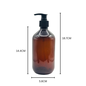 500ml Amber Boston Round Pump Bottle 10 Pcs